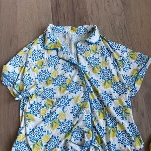 Blue and Yellow Patterned Women's Pajama Set